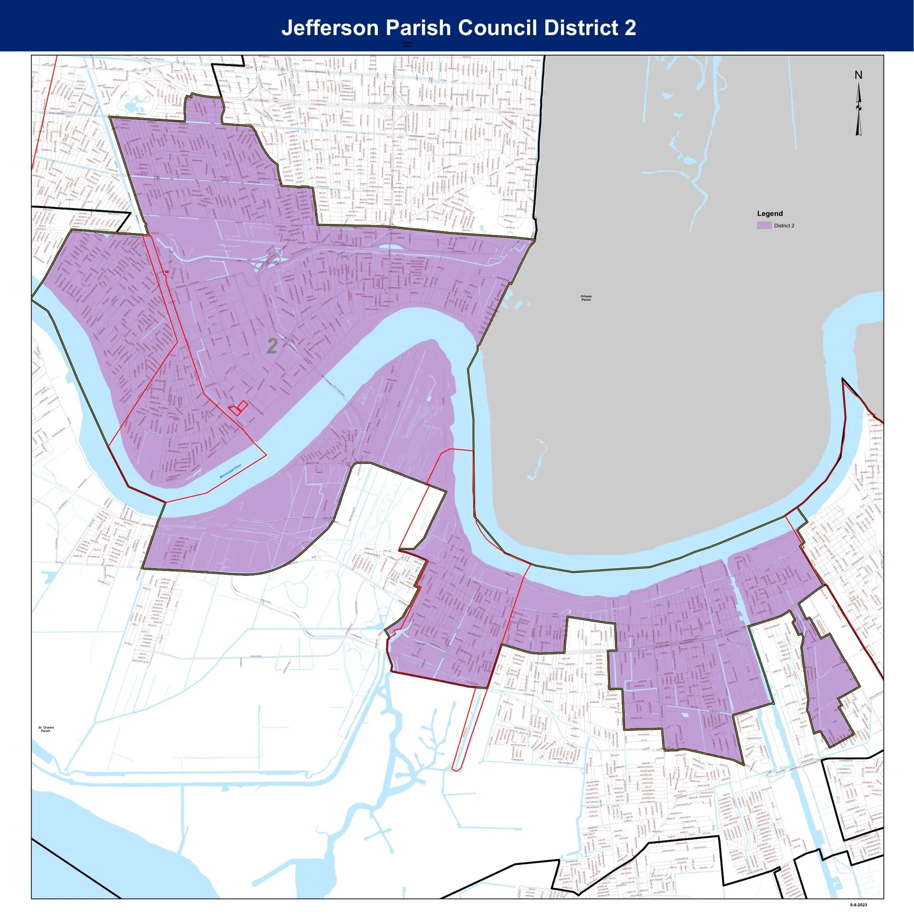 Official map of Jefferson Parish Council District 2