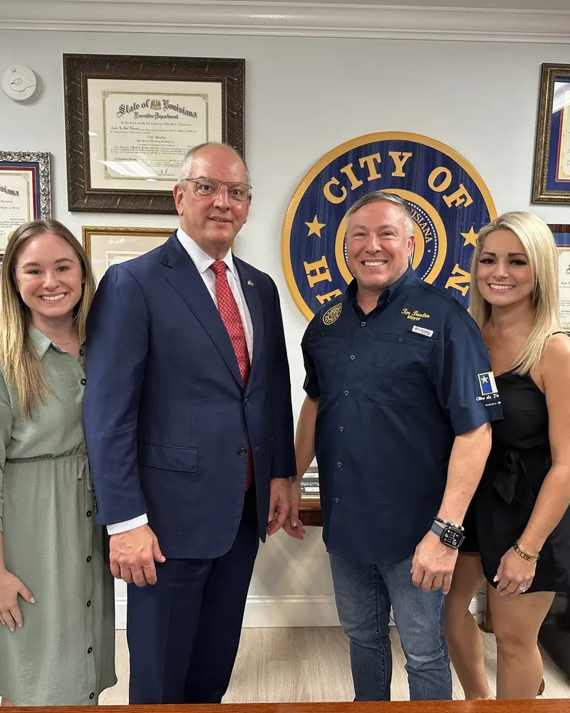 Tim Baudier with guests in the Mayor's office at Harahan City Hall