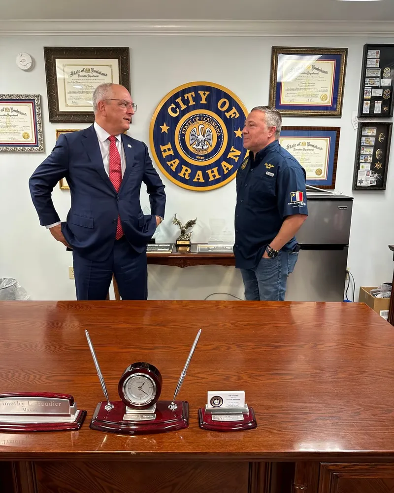 Tim Baudier in the Mayor of Harahan office